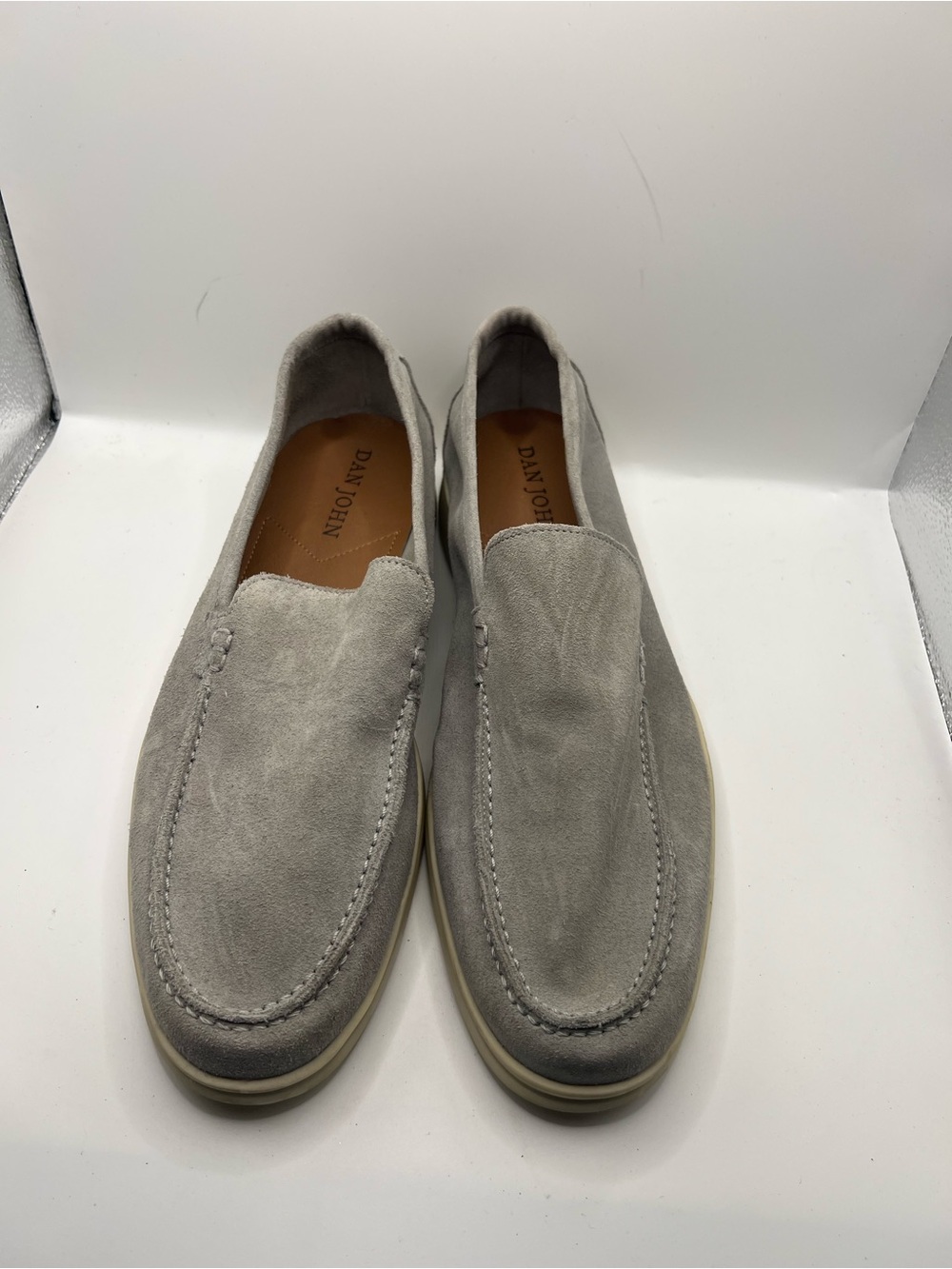 DAN‎ JOHN Light Gray Suede Slip-On Loafers